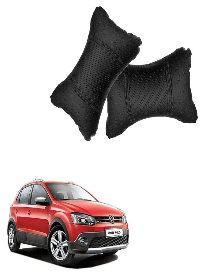 Adroitz Black Universal Neck Rest Pillow Faux Leather Material in Football Design for All Cars_1655 - Image 1